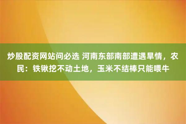 炒股配资网站问必选 河南东部南部遭遇旱情，农民：铁锹挖不动土地，玉米不结棒只能喂牛