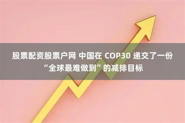 股票配资股票户网 中国在 COP30 递交了一份“全球最难做到”的减排目标